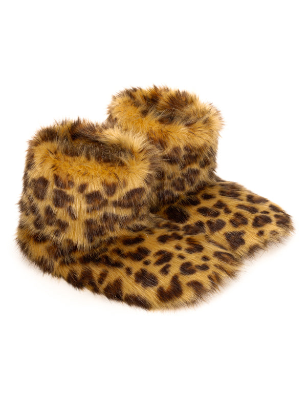 Leopard faux fur slipper boots by Helen Moore